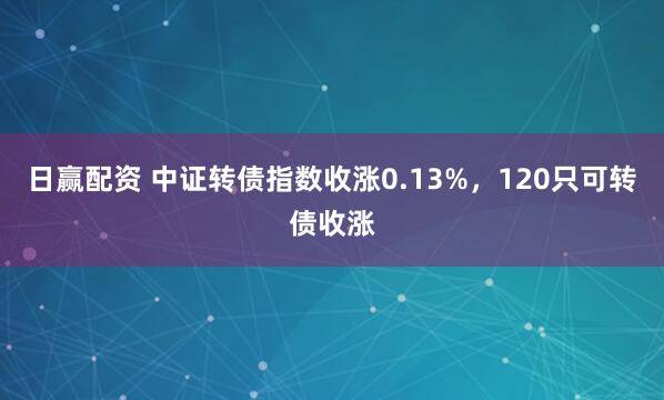 日赢配资 中证转债指数收涨0.13%，120只可转债收涨