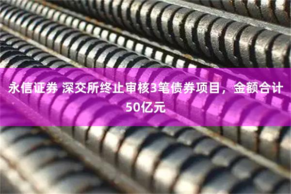 永信证券 深交所终止审核3笔债券项目，金额合计50亿元